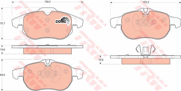 TRW Cotec Brake Pad Set Front GDB1613