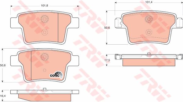 TRW Cotec Brake Pad Set Rear GDB1665