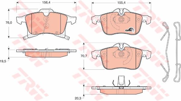 TRW Cotec Brake Pad Set Front GDB1668