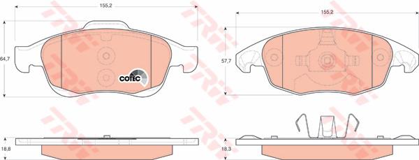 TRW Cotec Brake Pad Set Rear GDB1690