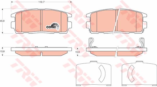 TRW Cotec Brake Pad Set Front GDB1716
