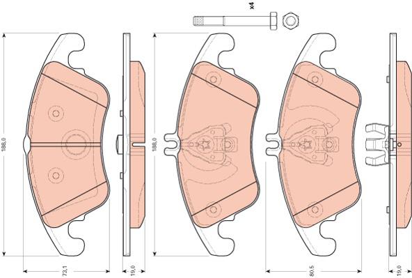 TRW Cotec Brake Pad Set Front GDB1737