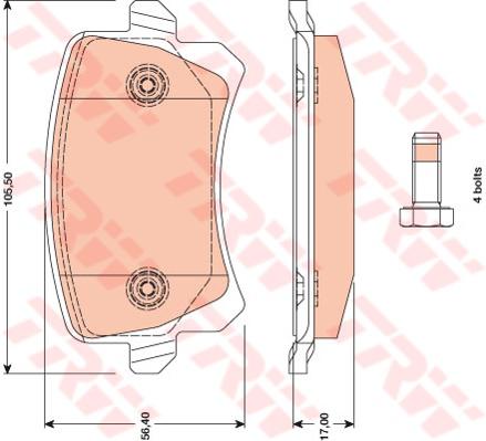 TRW Cotec Brake Pad Set Rear GDB1763