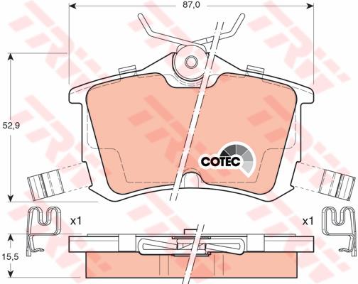TRW Cotec Brake Pad Set Rear GDB3190