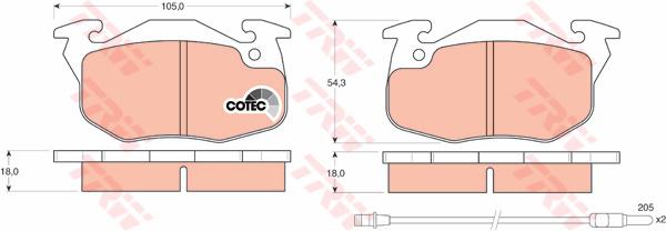 TRW Cotec Brake Pad Set Front GDB327