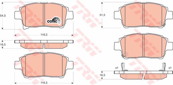 TRW Cotec Brake Pad Set Front GDB3317