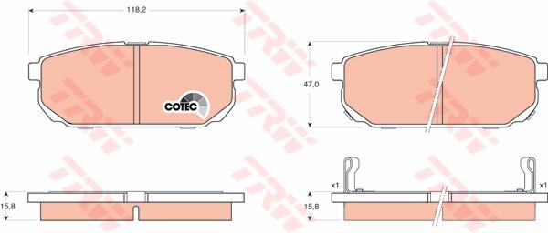 TRW Cotec Brake Pad Set Rear GDB3344
