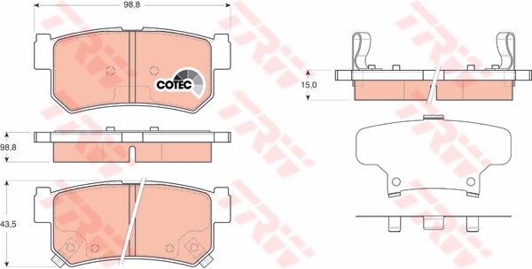 TRW Cotec Brake Pad Set Rear GDB3366