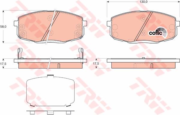 TRW Cotec Brake Pad Set Front GDB3450