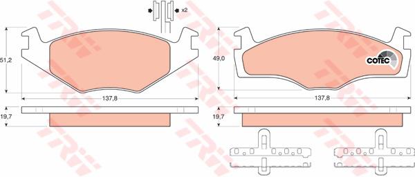 TRW Cotec Brake Pad Set Front GDB454