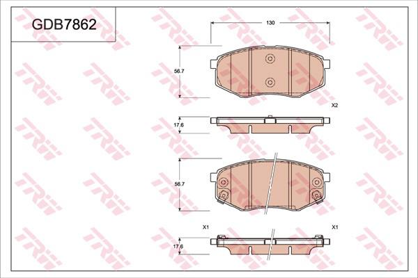 TRW Cotec Brake Pad Set Front GDB7862