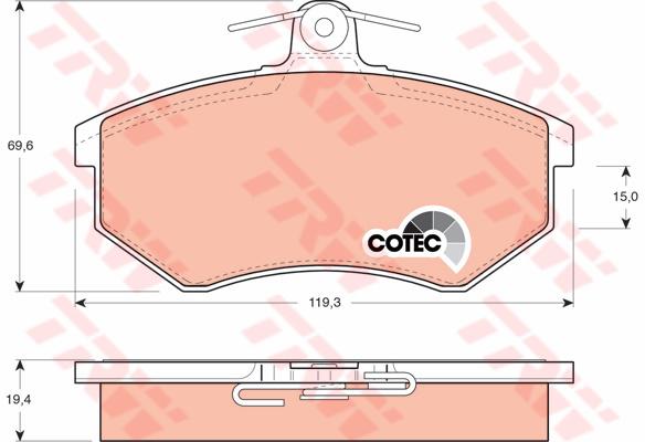 TRW Cotec Brake Pad Set Front GDB826