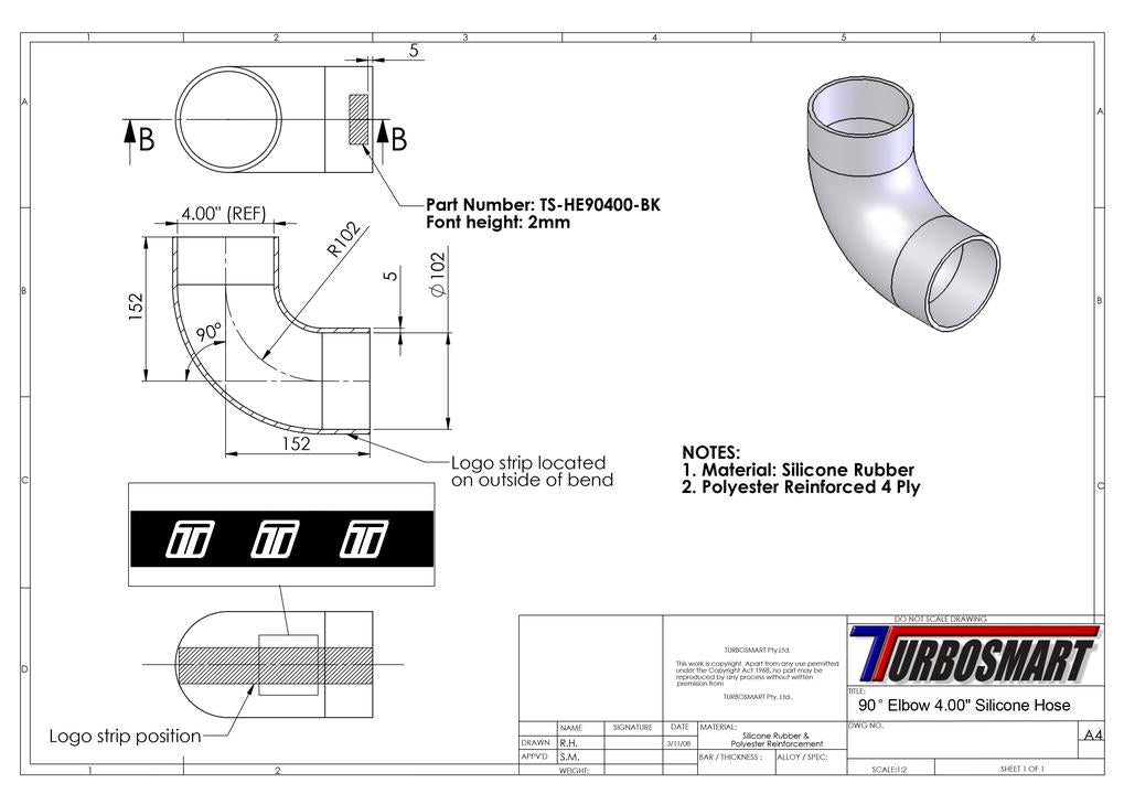 Turbosmart 90 Elbow 4.00"" (Black)