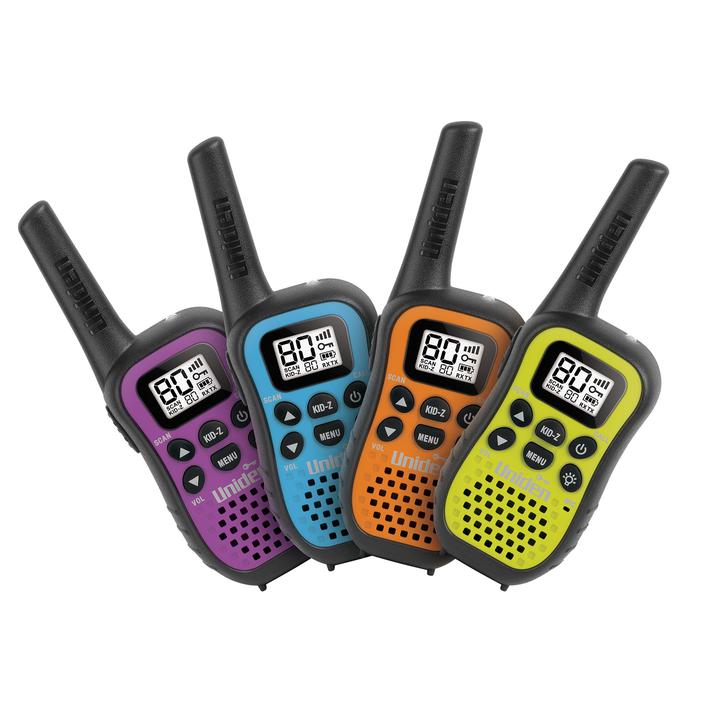 Uniden 80 Channel UHF CB Handheld Radio (Walkie-Talkie) With Kid Zone Quad Colour Pack