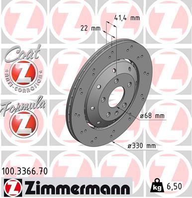 Zimmermann Formula Z Brake Rotor Single 330mm Rear 100.3366.70
