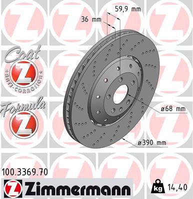 Zimmermann Formula Z Brake Rotor Single 390mm Front 100.3369.70
