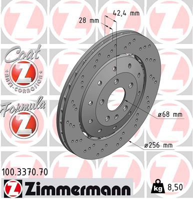 Zimmermann Formula Z Brake Rotor Single 356mm Rear 100.3370.70