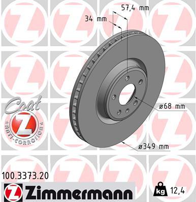 Zimmermann OE Coat Z Brake Rotor Single 349mm Front 100.3373.20