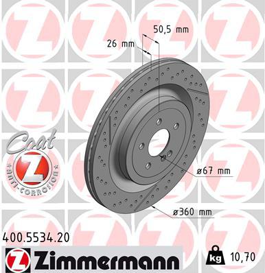 Zimmermann OE Coat Z Brake Rotor Single 320mm Rear 400.5534.20