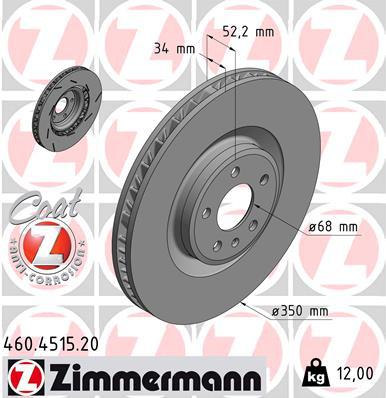 Zimmermann OE Coat Z Brake Rotor 350mm Front RH 460.4515.20